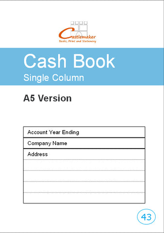 CASH BOOK (A5/32 Pages) C043 (Single Column Account Ledger)