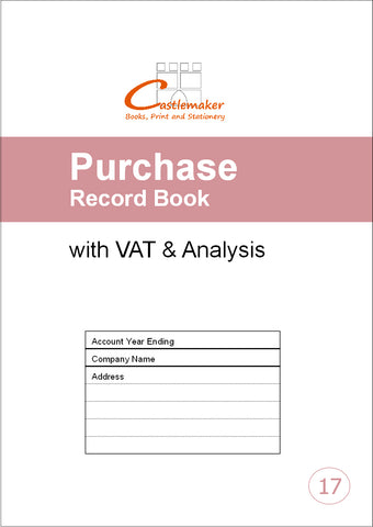 PURCHASE RECORD BOOK (A4/32 Pages) P017 (Account Ledger with Analysis Columns)