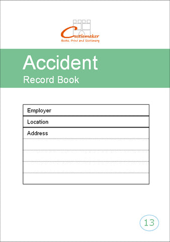 ACCIDENT RECORD BOOK (A5/32 Pages) A013 (Work Place Safety Log)