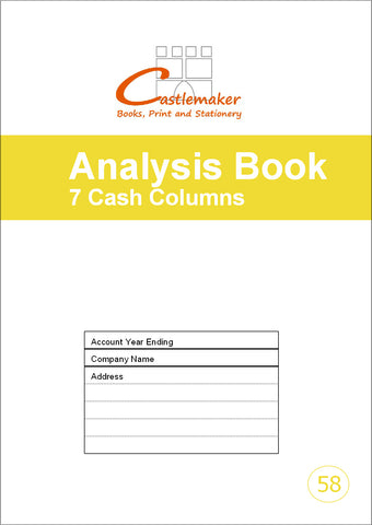ANALYSIS BOOK (A4/32 Pages) A058 (7 Cash Column Un-headed Account Ledger)
