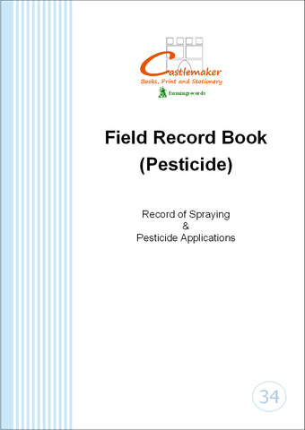 FIELD RECORD BOOK FOR PESTICIDES (A4/32 Pages) F034 (Spraying Log / Journal)