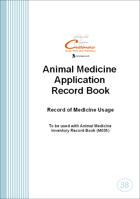 ANIMAL MEDICINE APPLICATION RECORD BOOK (A5/20 Pages) M038 (Farm Livestock Pigs Sheep Cattle Poultry)