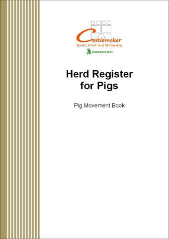 HERD REGISTER FOR PIGS (A4/32 Pages) P005  (Pig Movement Book)