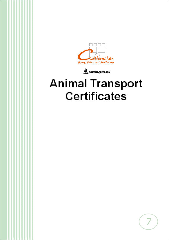 ANIMAL TRANSPORT CERTIFICATE BOOK (A5/32 Pages) T007 (Farm Livestock Movement)