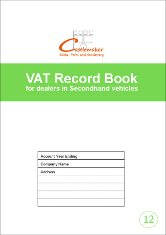 VAT BOOK FOR DEALERS IN PRE-OWNED VEHICLES (A4/32 Pages) V012